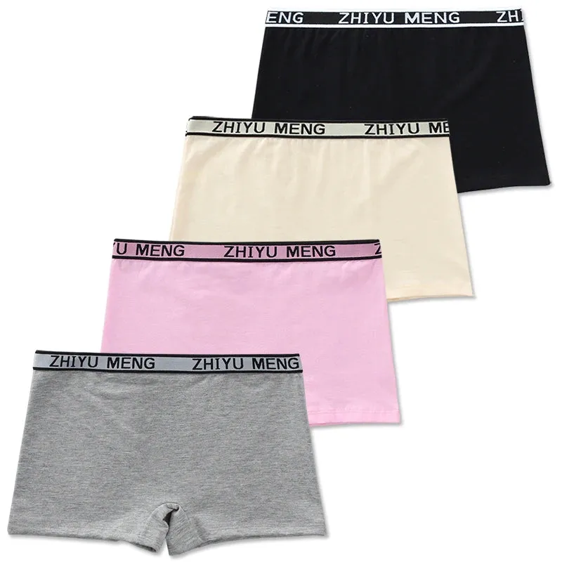 4Pcs Children's Panties 8-14Years Old Teenage Cotton Underwear Sport Puberty Big Girl's Student Briefs