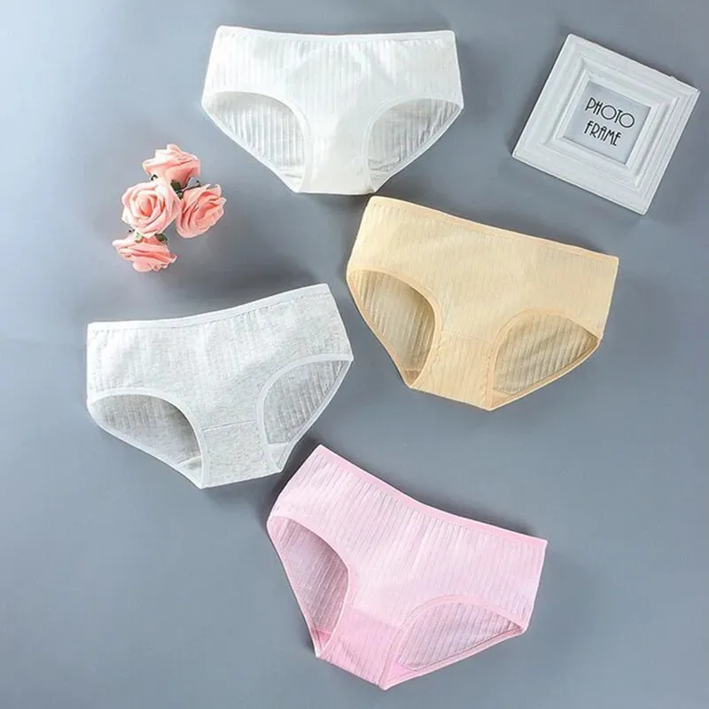 4Pcs Children's Panties 8-14Years Old Teenage Cotton Underwear Sport Puberty Big Girl's Student Briefs