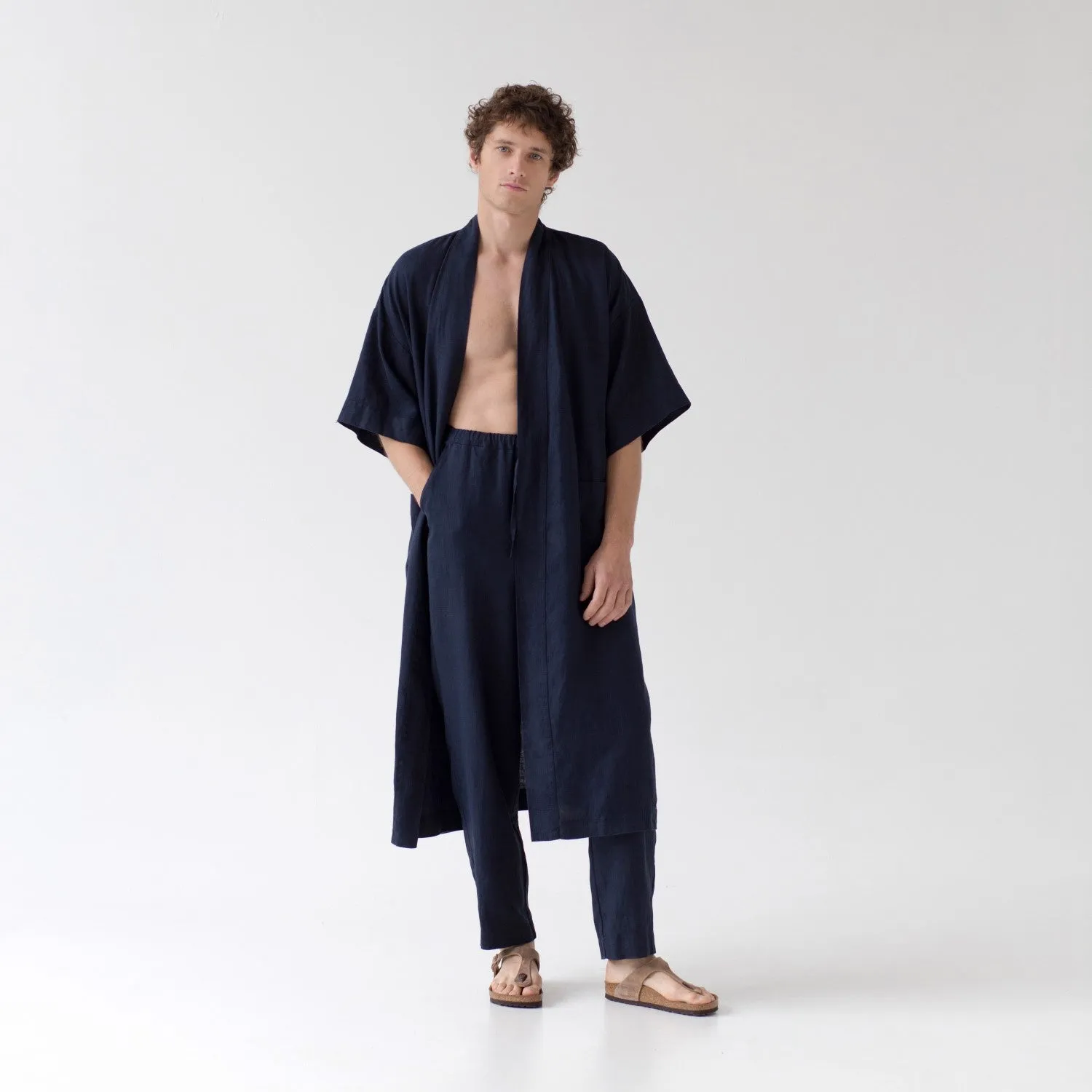 Bilberry Blue Linen Bathrobe