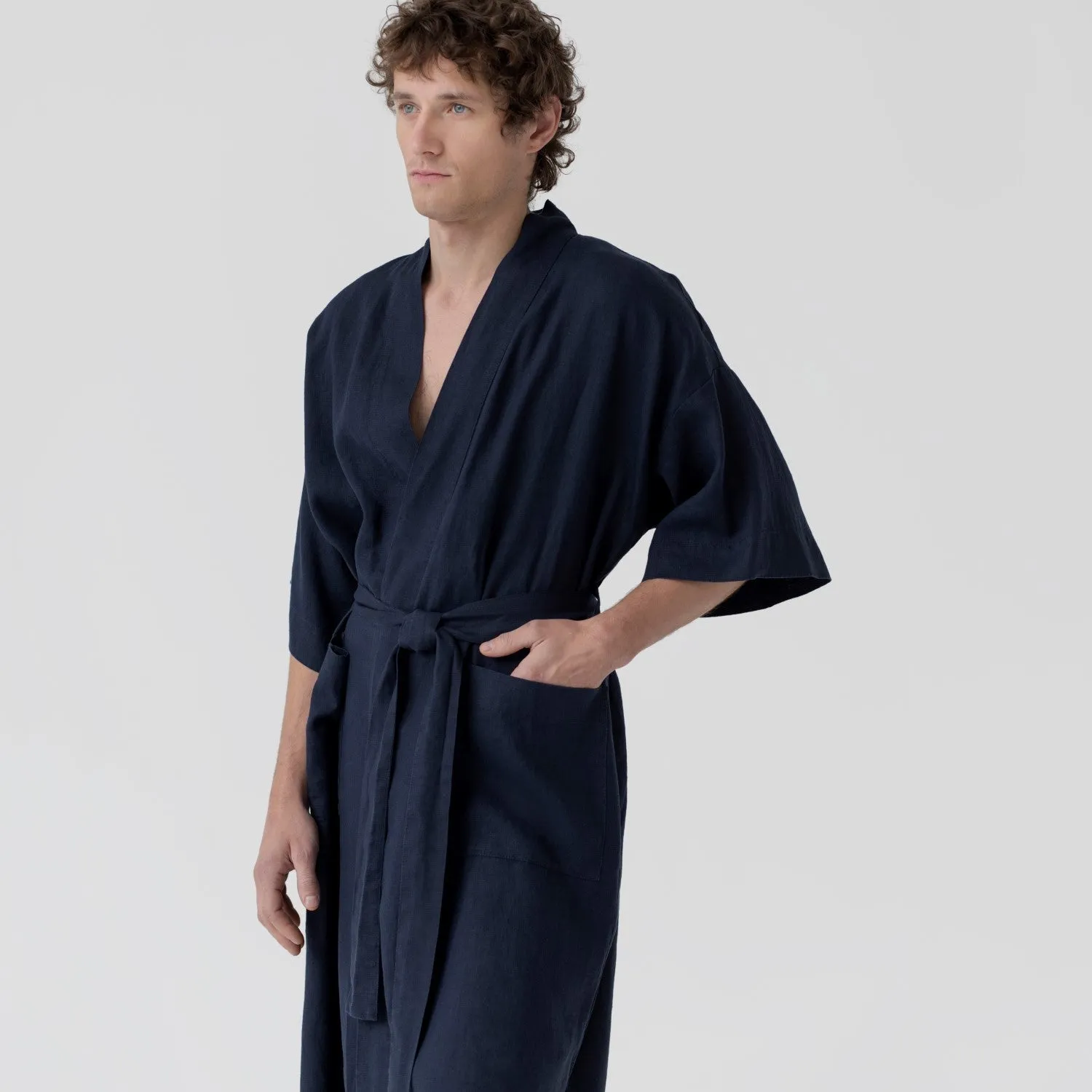 Bilberry Blue Linen Bathrobe