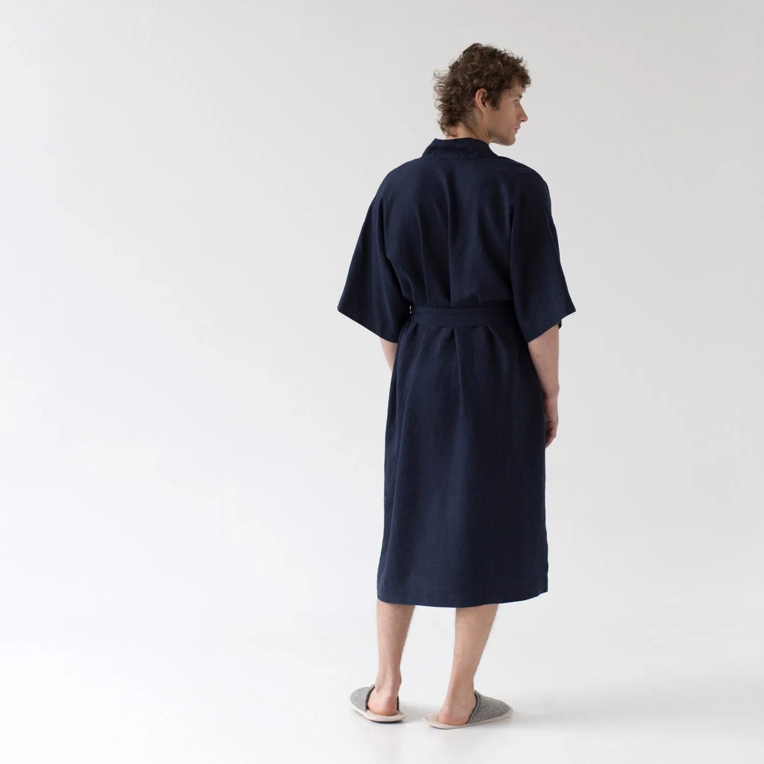 Bilberry Blue Linen Bathrobe