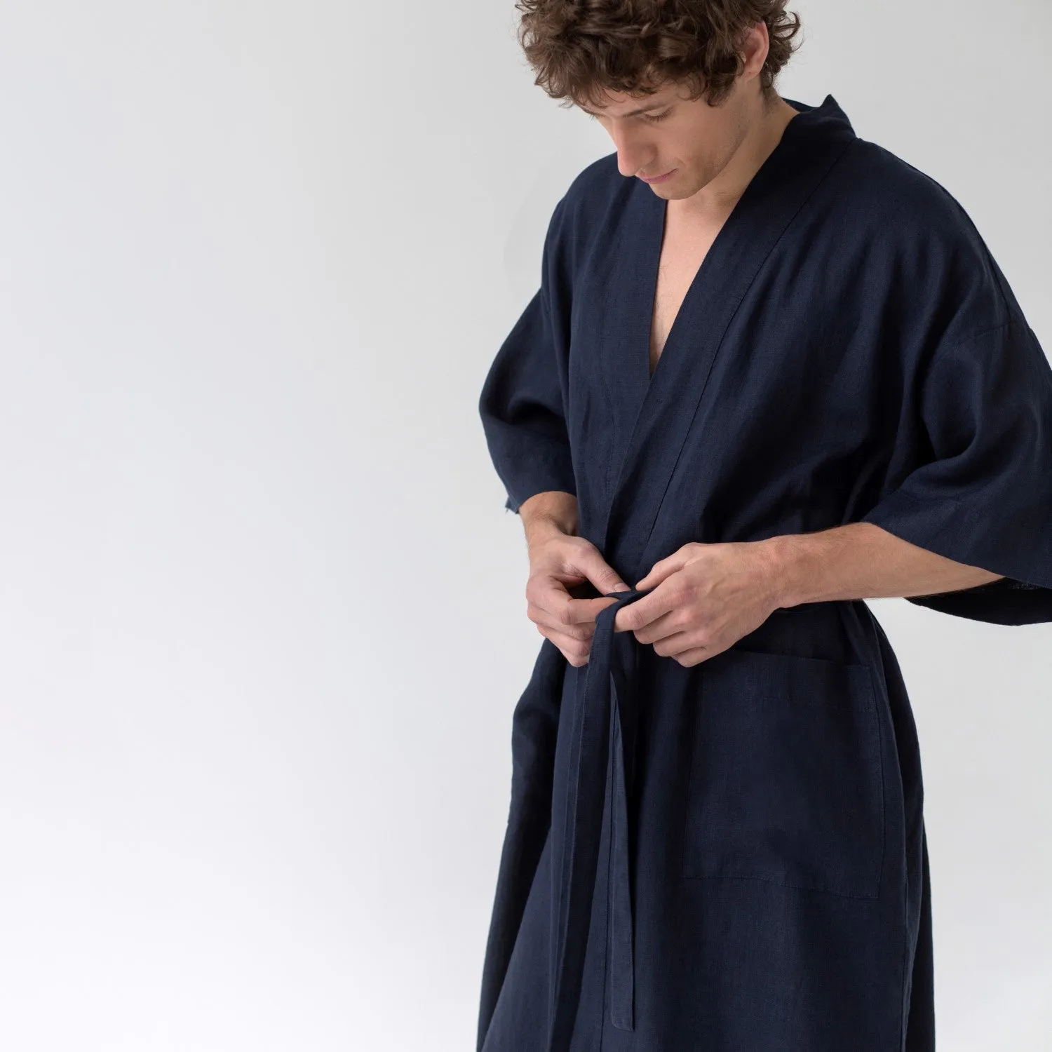 Bilberry Blue Linen Bathrobe