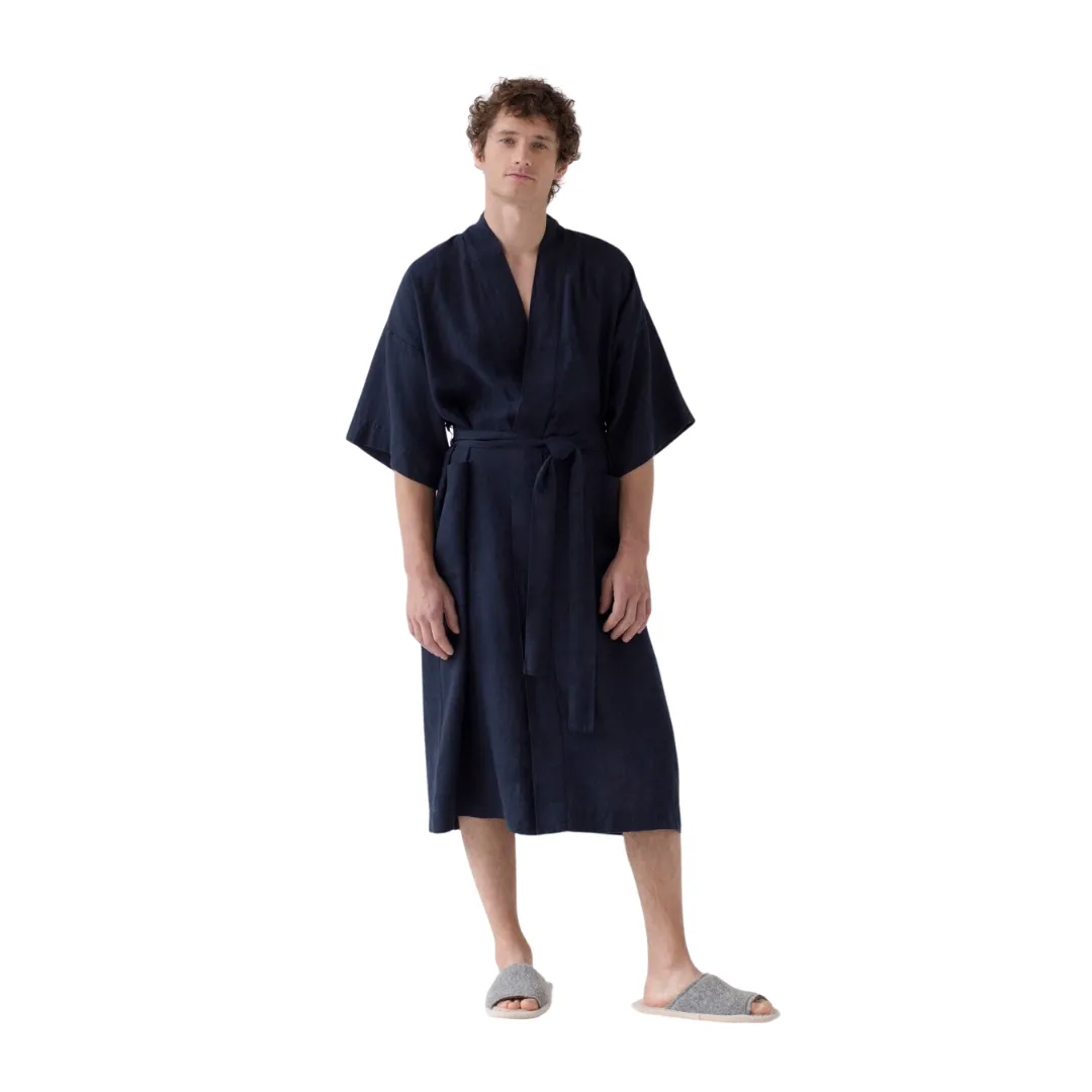 Bilberry Blue Linen Bathrobe