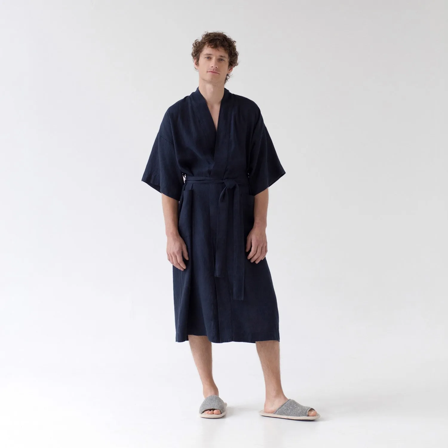 Bilberry Blue Linen Bathrobe