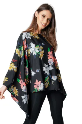 Black Floral Big Print Women Kaftan