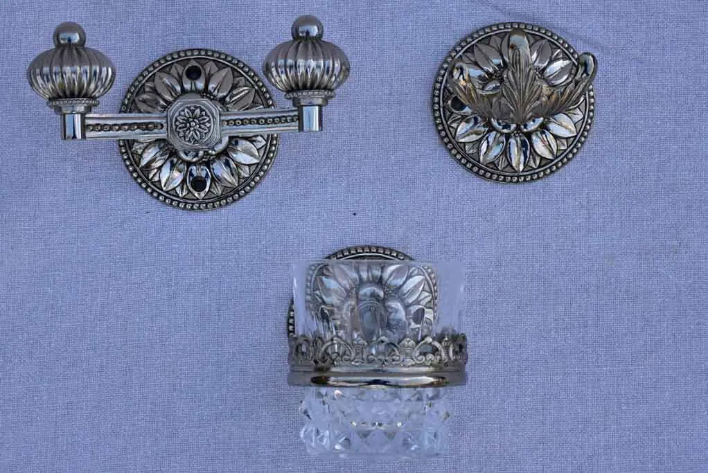 Collection of Louis XVI style towel holders and bathroom hardware accessories