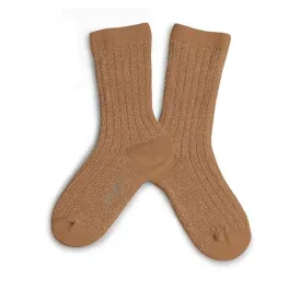 Collegien Victoire Ribbed Glitter Socks / Caramel