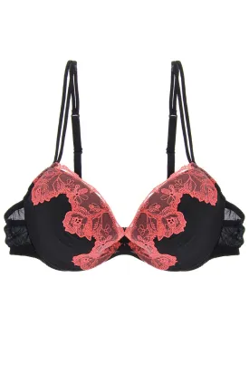 CORAL ROSES Black Bra