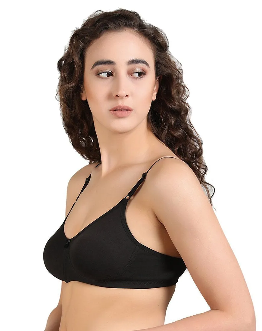 Cotton Non Padded Bra Black for Girls