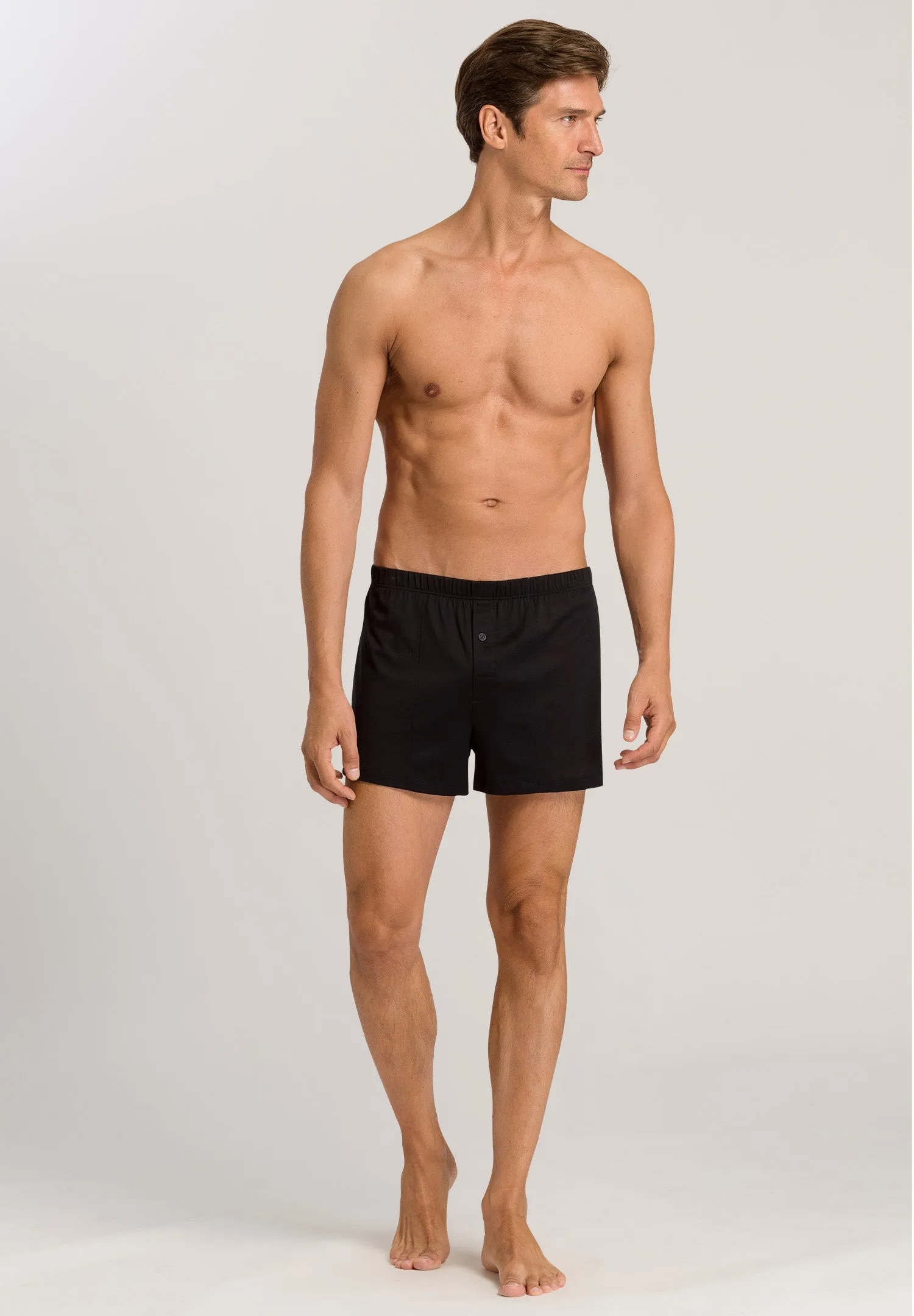 Cotton Sporty Cotton Knit Boxer With Button Fly | Black 73505-199