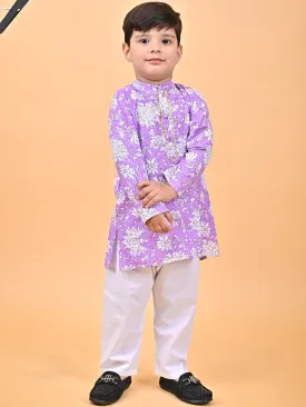 DARSH- PURPLE PRINTED KURTA PAJAMA