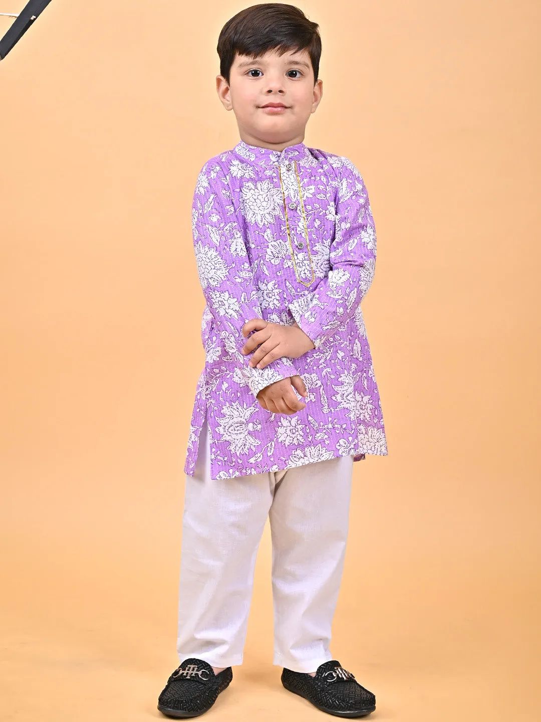 DARSH- PURPLE PRINTED KURTA PAJAMA