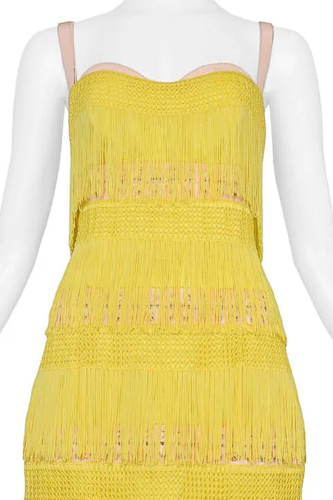 DOLCE & GABBANA YELLOW FRINGE CORSET DRESS 2003