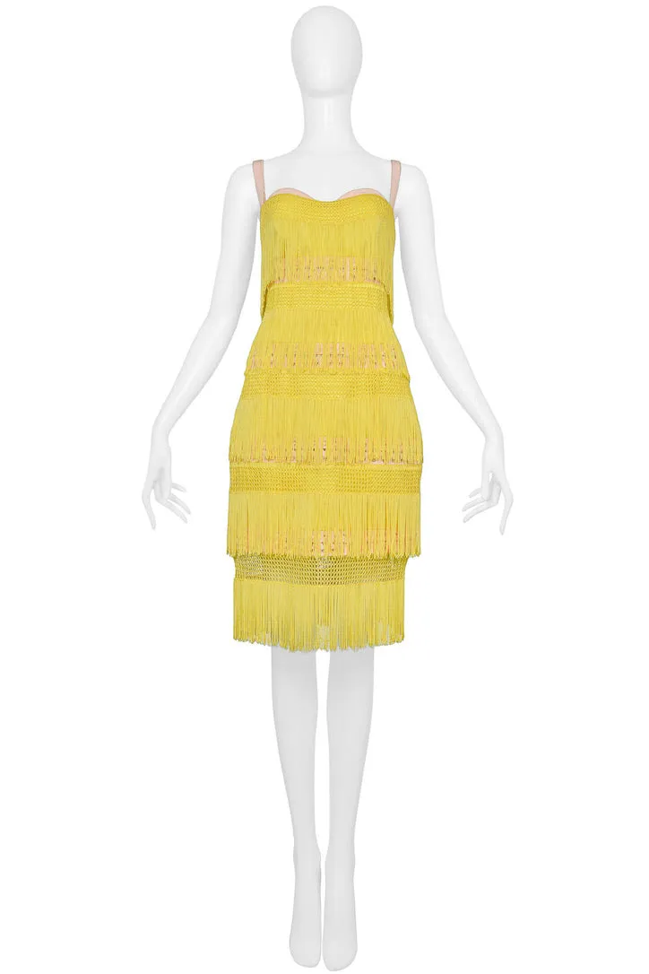 DOLCE & GABBANA YELLOW FRINGE CORSET DRESS 2003