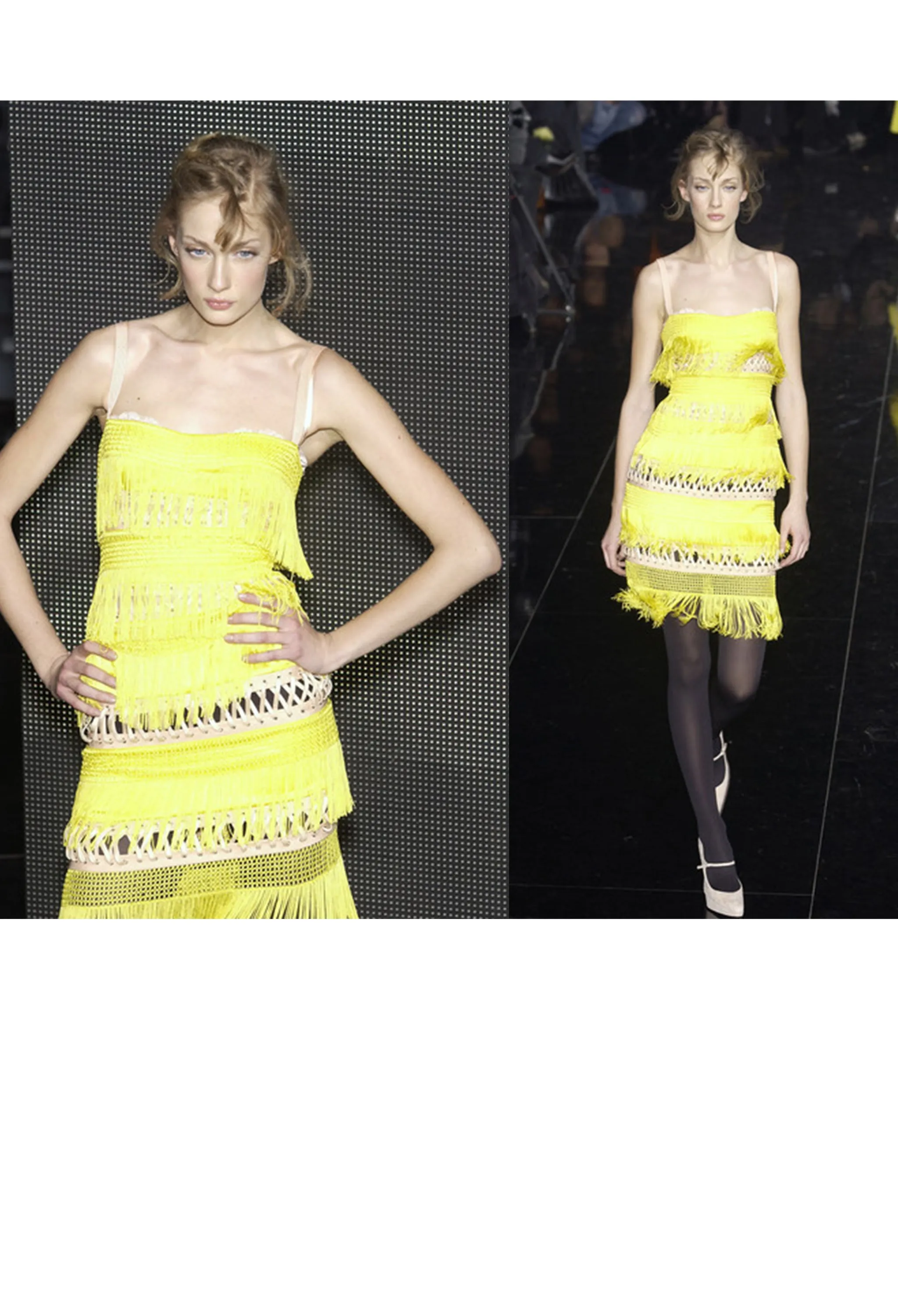 DOLCE & GABBANA YELLOW FRINGE CORSET DRESS 2003