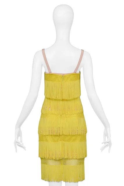 DOLCE & GABBANA YELLOW FRINGE CORSET DRESS 2003