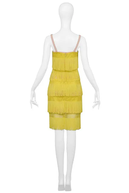 DOLCE & GABBANA YELLOW FRINGE CORSET DRESS 2003