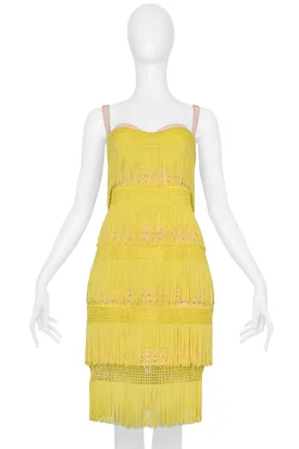 DOLCE & GABBANA YELLOW FRINGE CORSET DRESS 2003