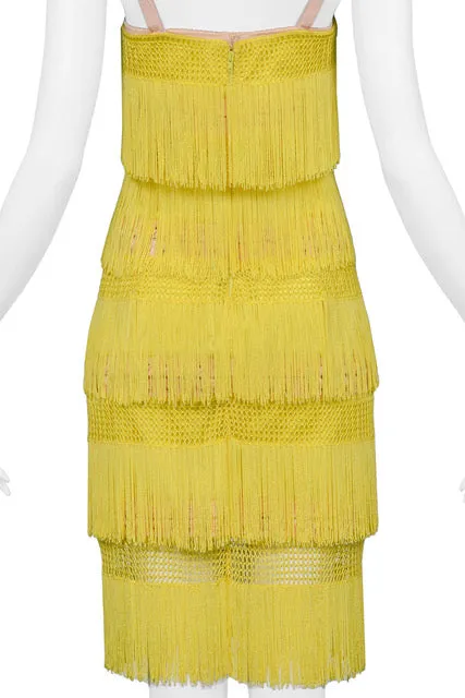 DOLCE & GABBANA YELLOW FRINGE CORSET DRESS 2003