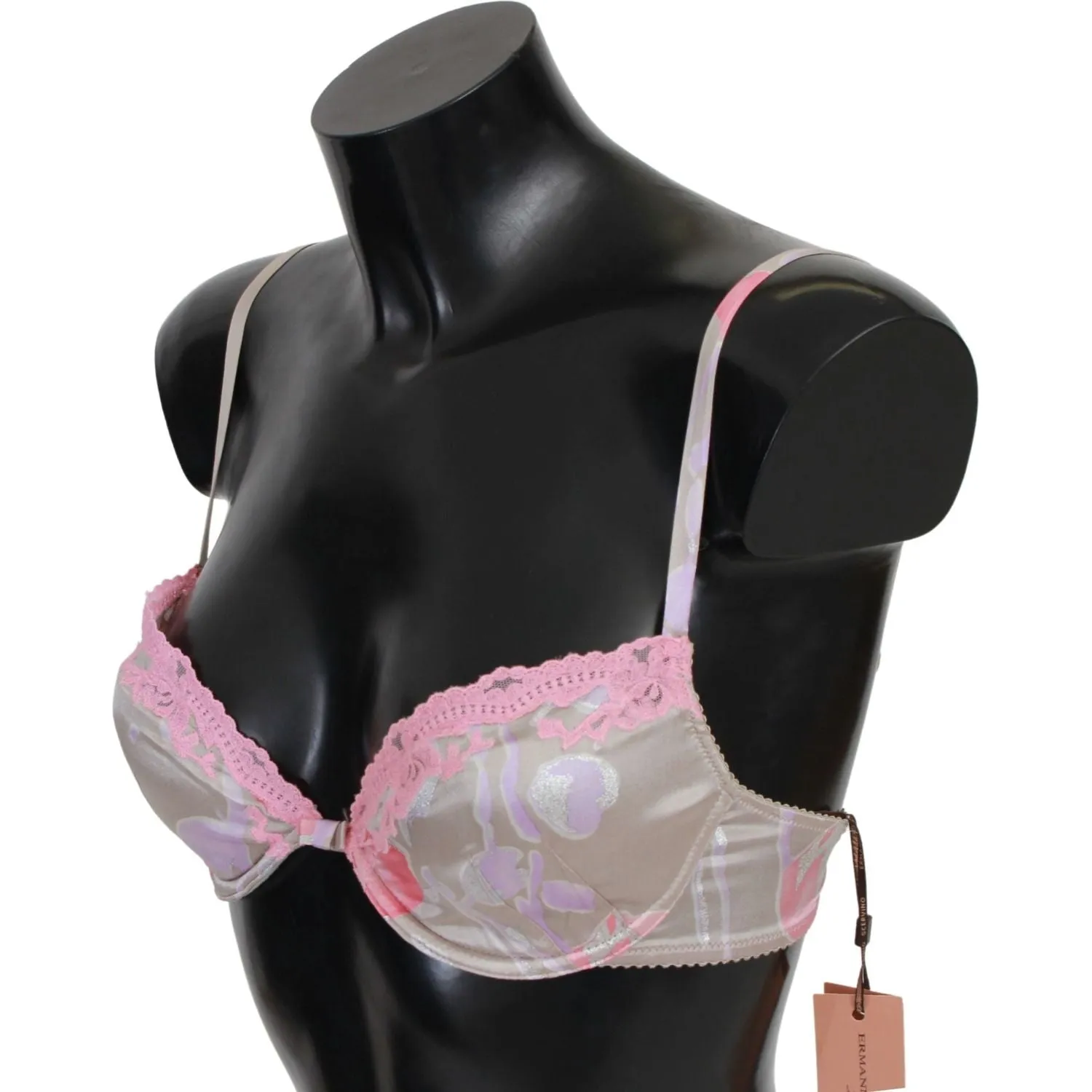 Ermanno Scervino Chic Pink Lace Silk Blend Push Up Bra