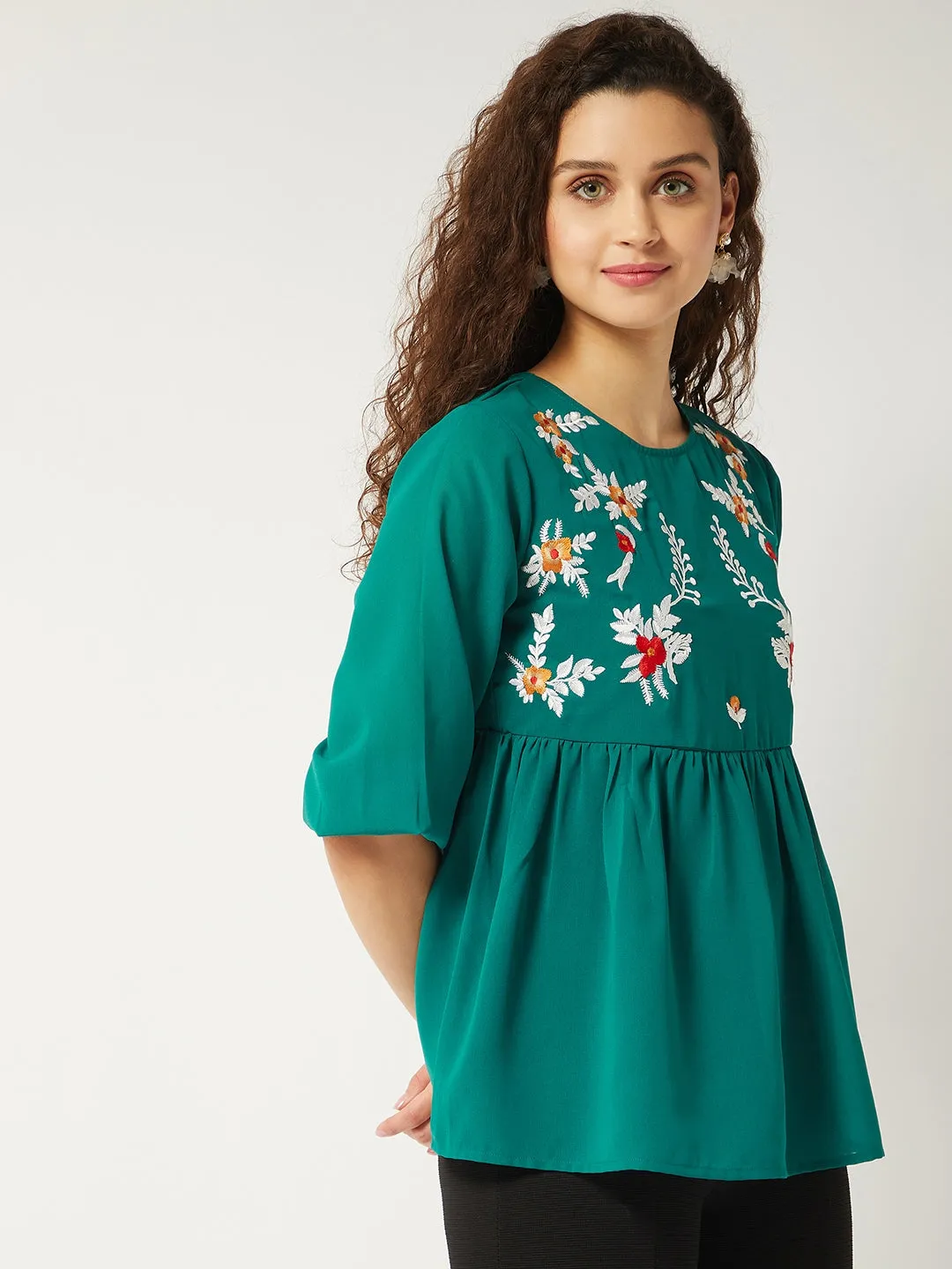 Floral Embroidered Sheer Top