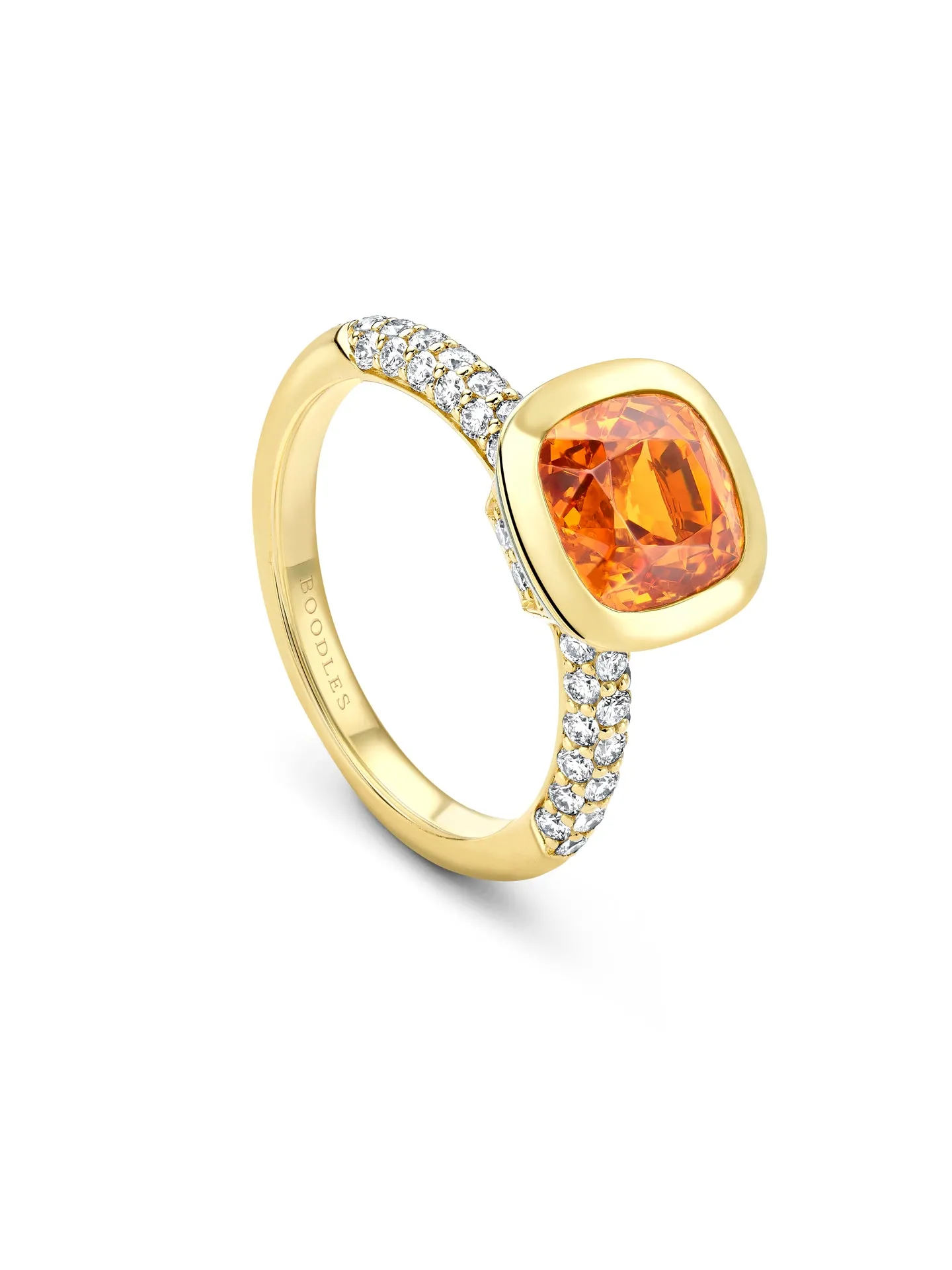 Florentine Dolce Vita Cushion Mandarin Garnet Yellow Gold Ring