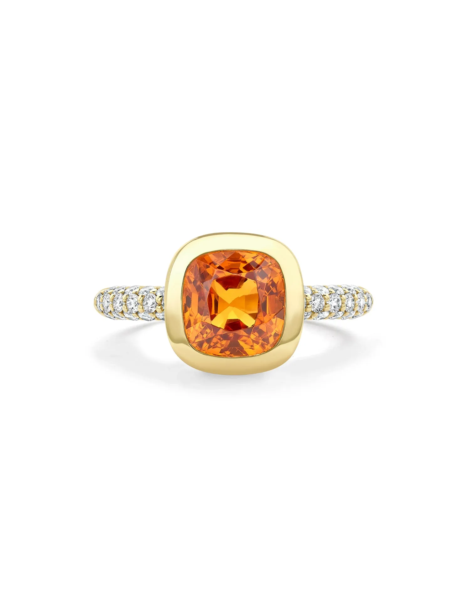 Florentine Dolce Vita Cushion Mandarin Garnet Yellow Gold Ring