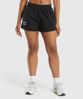 Gymshark Care Label Graphic Brushed Shorts - Black