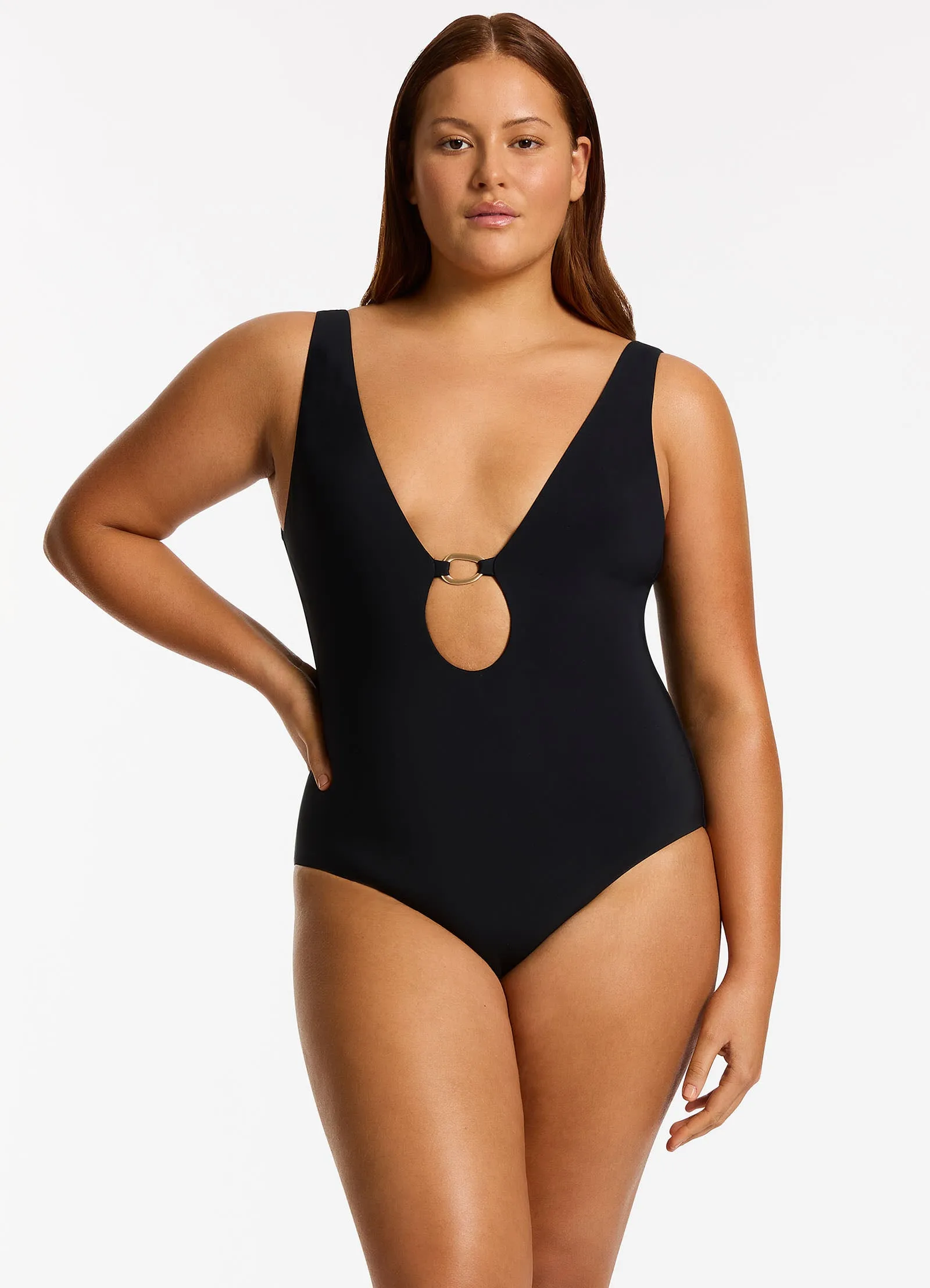 Jetset Lien Plunge One Piece - Black