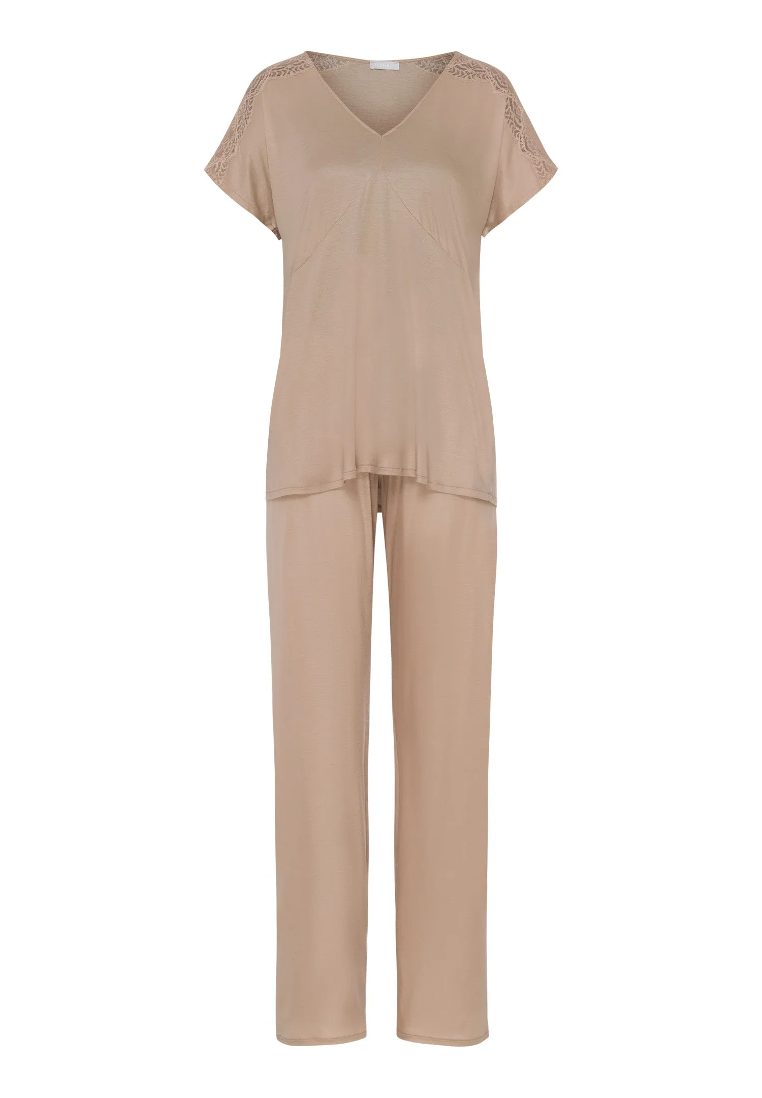 Josephine Soft Lace Trim Long Pajama Set | Deep Taupe 74940-2828