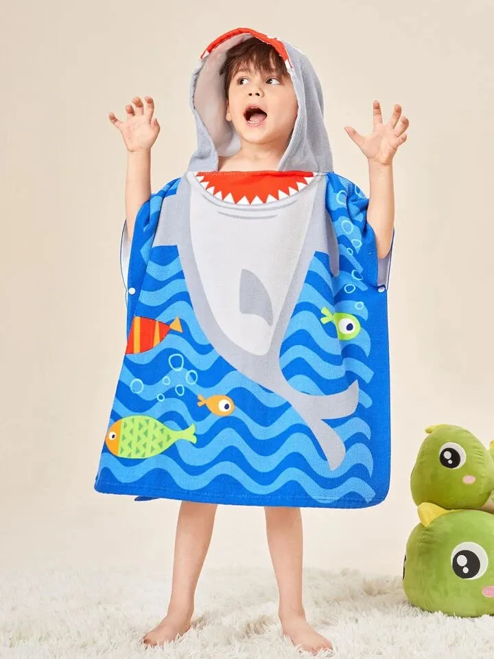 Kids Shark Poncho Towel