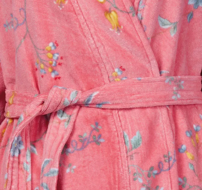 Les Fleur Cotton Velour Bathrobe Range Pink