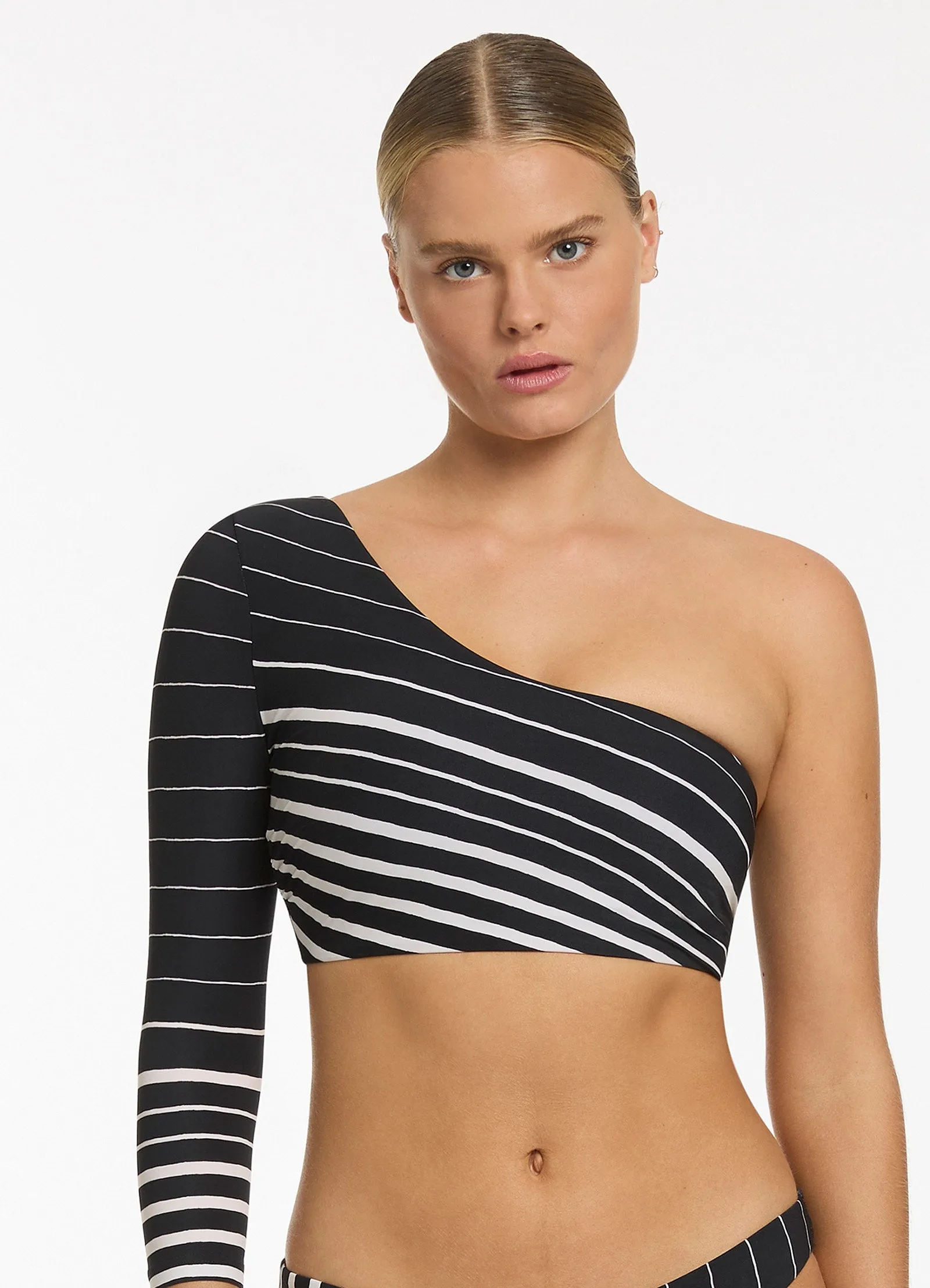 Lunar Stripe Lunar Stripe One Shoulder Top - Black/Chalk