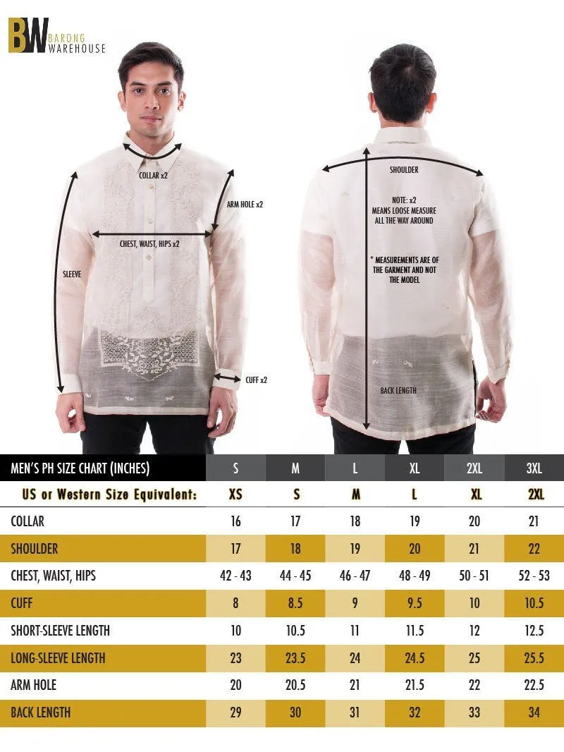 MO08 - Organza Barong Tagalog with Lining Black