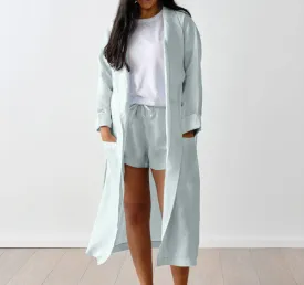 Nimes Linen One Size Bathrobe Sky