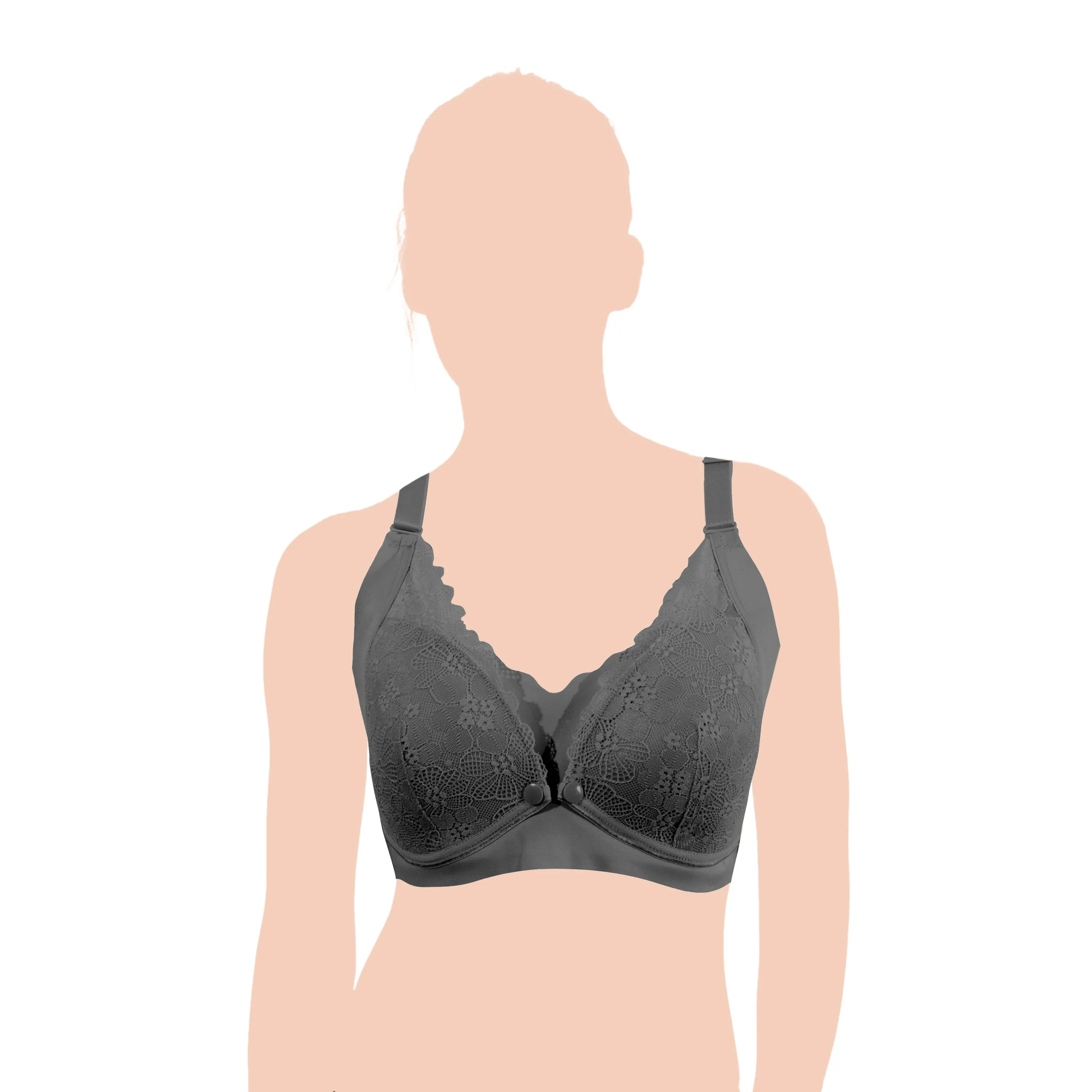 Okus - Pretty Lace Maternity & Nursing Bra - Black