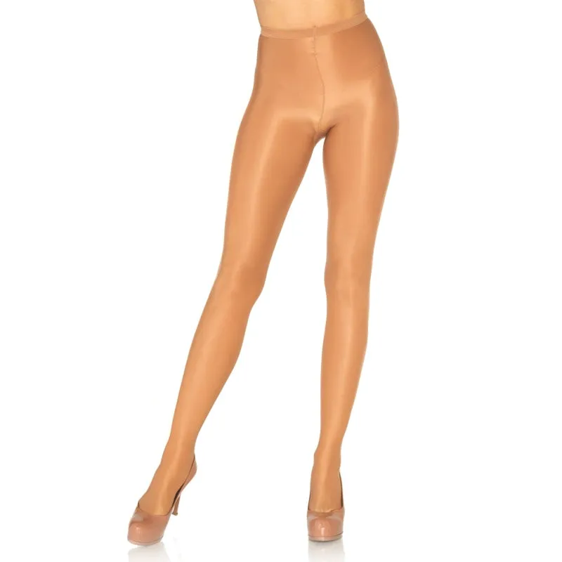 Opaque Sheer to Waist Pantyhose With Cotton Crotch - One Size - Beige