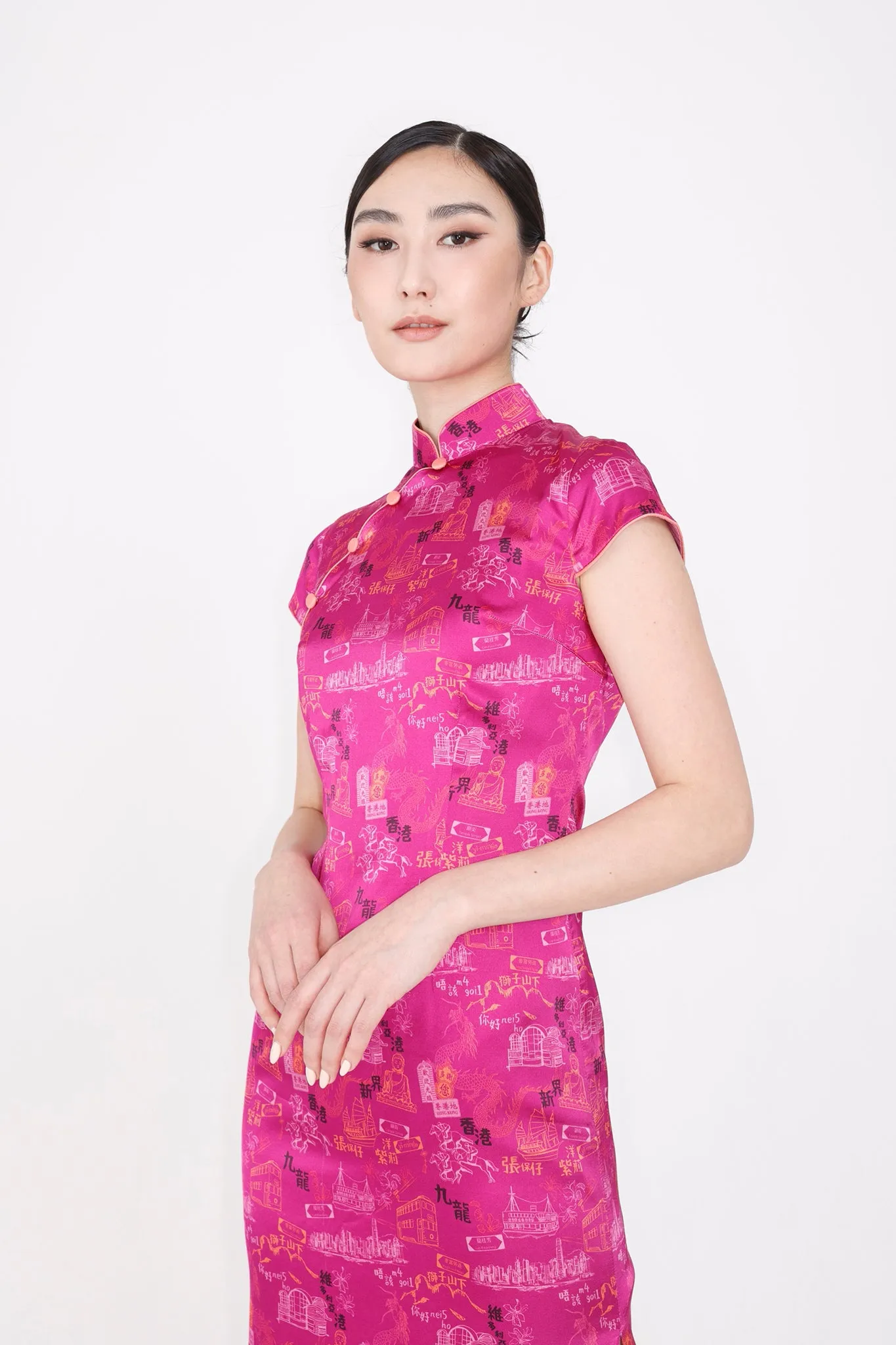 PANDORA HK Print Cheongsam (Fuchsia)