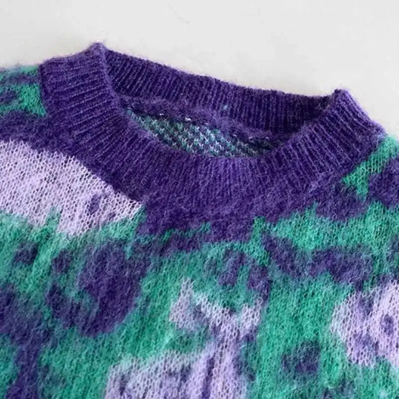 Pre Order:  Purple Roses Oversized Knit Sweater