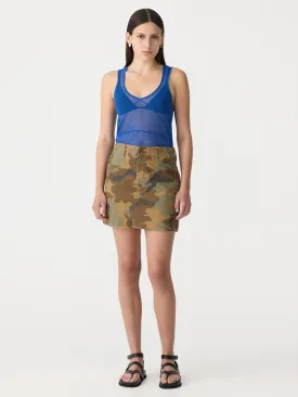 raw edge camo skirt