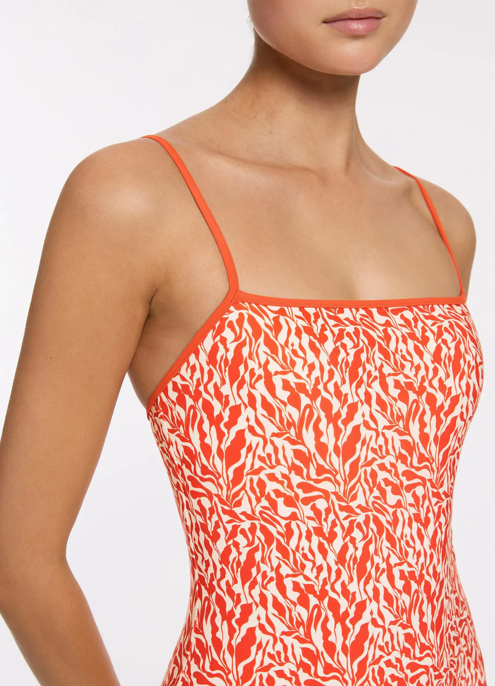 Sereno Ditsy Minimal Tank One Piece - Coral