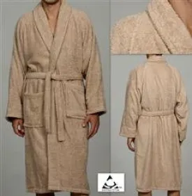 Unisex 100% Pure Egyptian Cotton Taupe Bath Robe