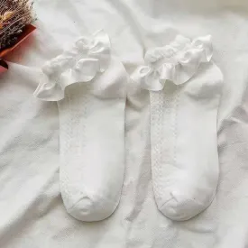 Vintage Lolita Socks | Frilly Ankle Socks with Lace | Kawaii Socks