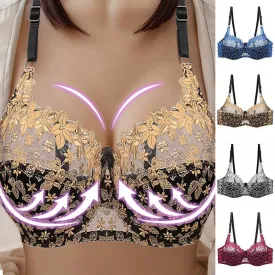 Women Fashion Sexy Underwear Ladies Fashion Sexy Lace Hollow Steel Ring Gathering Bra