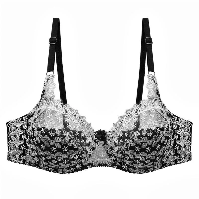 Women Fashion Sexy Underwear Ladies Fashion Sexy Lace Hollow Steel Ring Gathering Bra