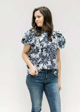 X Blue Flower Outline Top